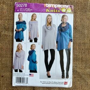 Simplicity Women's Cowl & Turtleneck Sweater Pattern